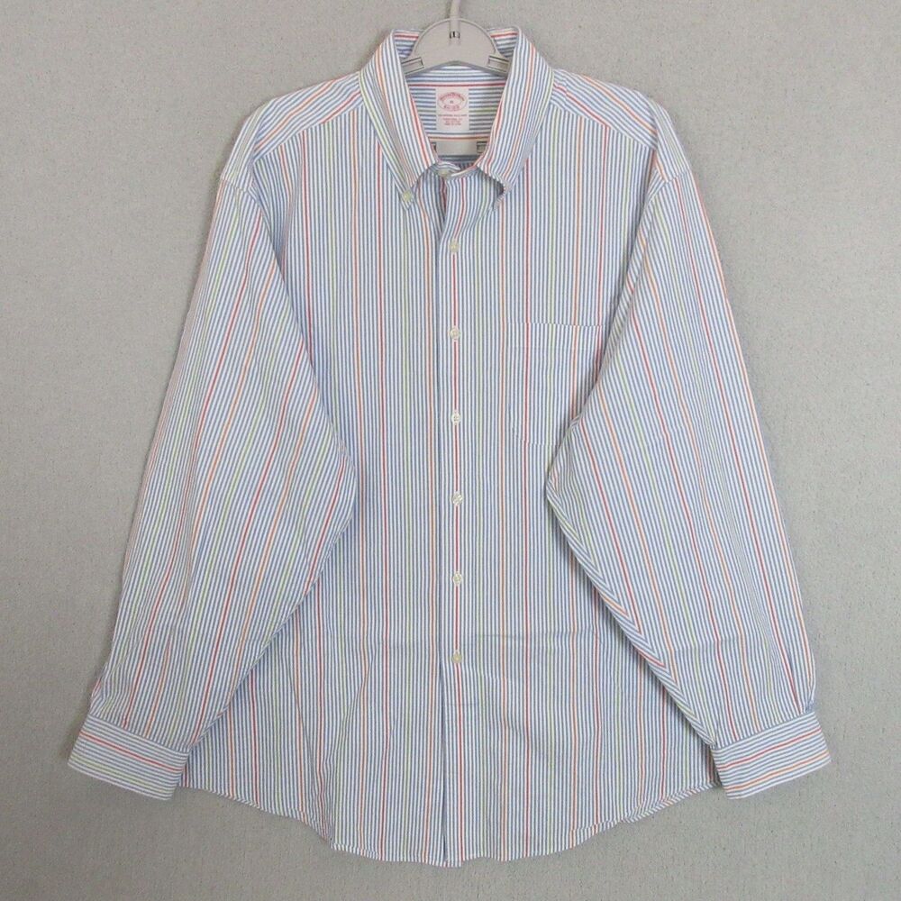 Brooks Brothers Dress Shirt Mens XL‎ Striped Button Down Traditional Fit Classic